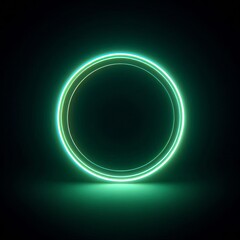 Wall Mural - abstract light circles swirl with a green glow isolated black background