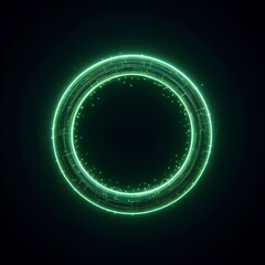 Wall Mural - abstract light circles swirl with a green glow isolated black background