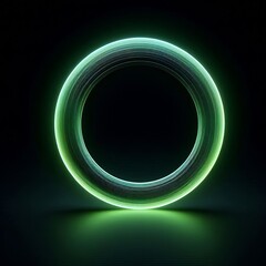 Wall Mural - abstract light circles swirl with a green glow isolated black background