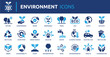 © Icons-Studio - Environment icon set. Containing recycling, plant, nature, eco, earth, green energy, trees, ecology and more. Solid vector icons collection.