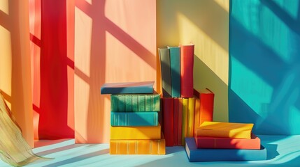 Wall Mural - Books on bright surface