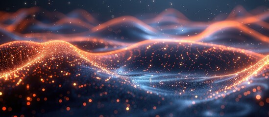 Wall Mural - technology background design, abstract wave moving point flow particles