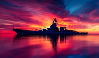 Wall Mural - Battleship at Sunset