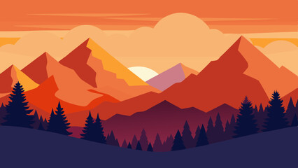 Wall Mural - colorful autumn landscape mountains sunrise background