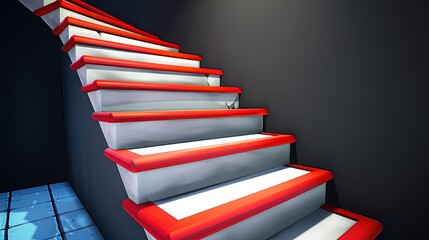 Wall Mural - Fantasy world building game,  stairs  background, 3d anime cartoon  video game asset