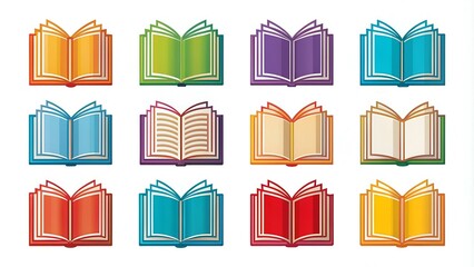 Wall Mural - Book icons set, logo isolated on white background, vector illustration.