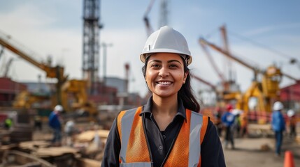 Sticker - Female Indian engineer smiling confidently at the camera 