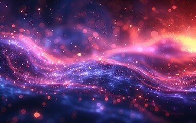 abstract cosmic landscape with glowing waves