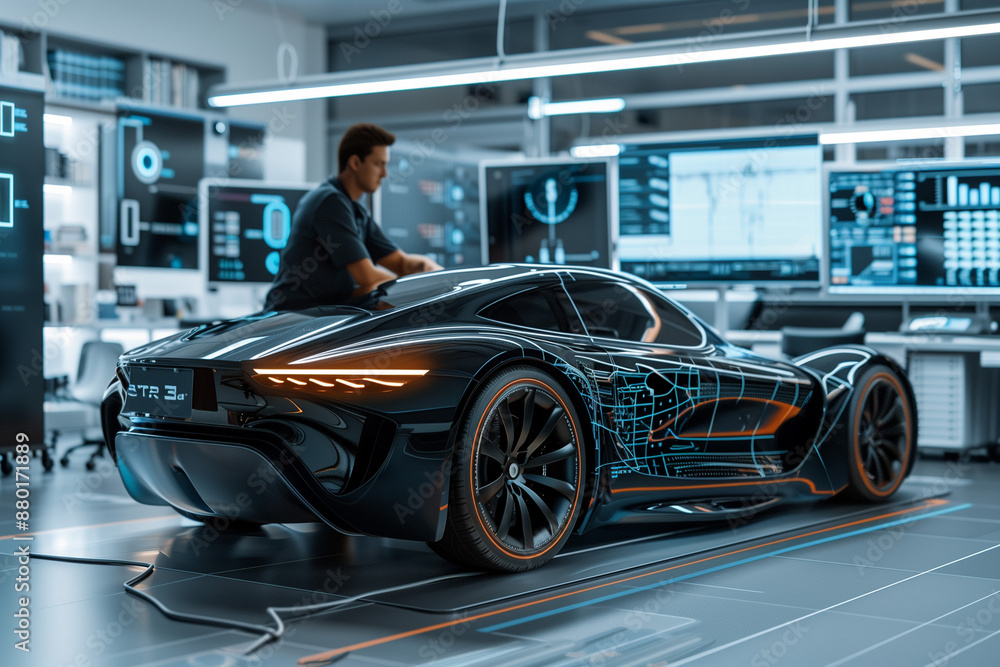 Automotive Graphic Designer Using 3D CAD Software for Electric Concept ...
