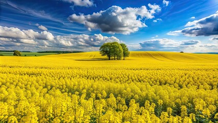 Poster - Vibrant landscape with blooming yellow rapeseed fields, nature, agriculture, countryside, vibrant, scenic, rural, farmland