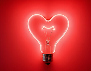 Wall Mural - heart shaped bulb, bulb with heart, light bulb