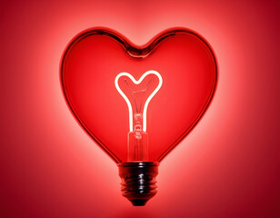 Wall Mural - heart shaped bulb, light bulb heart, bulb with heart