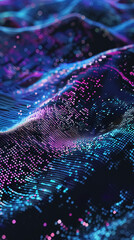 Wall Mural - abstract background with points in black waves