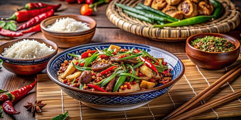 Canvas Print - Vibrant  of a traditional Chinese dish, Chinese, cuisine, food, meal, traditional, culture, delicious, presentation