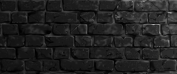 A detailed vector illustration of a black brick wall background with a textured surface. The dark color palette and rough texture give the image a modern and edgy aesthetic.