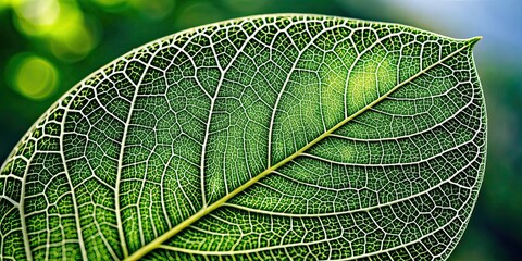 Wall Mural - Tree leaf with intricate patterns resembling fingerprints , nature, green, foliage, unique, pattern, texture, veins, organic