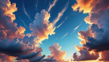 Wall Mural - Dramatic Sunset Cloudscape.