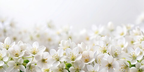 Sticker - White background with white flowers, floral, delicate, elegant, clean, minimalist, nature, petals, bloom, serene