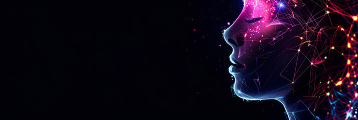 background digital connected line and face