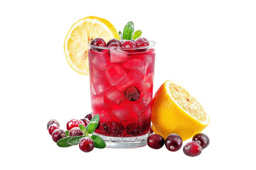 Mouth-Watering Cranberry Lemonade Isolated On Transparent Background