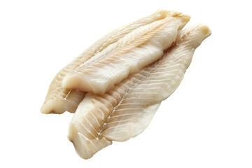 Raw haddock fish fillets isolated on transparent background