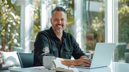 Canvas Print - The man at laptop desk