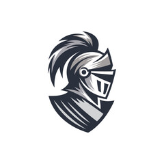 Knight helmet logo, A black and silver knight helmet logo