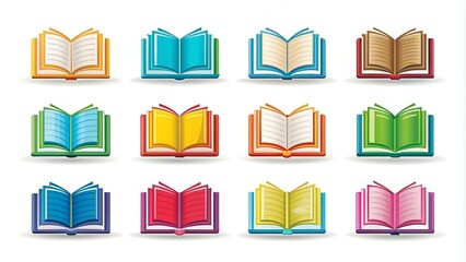 Wall Mural - Book icons set, logo isolated on white background, vector illustration.