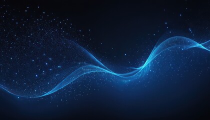 Wall Mural - blue light dots creates a mesmerizing digital wave pattern against a dark backdrop.200