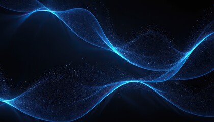Wall Mural - blue light dots creates a mesmerizing digital wave pattern against a dark backdrop.200