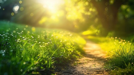 Wall Mural - A Sunny Path Through the Forest