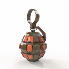 3D Render, Low Poly style of a stun grenade, on isolated white background, Generative AI