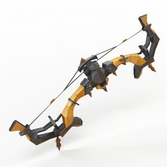 3D Render, Low Poly style of a tactical bow, on isolated white background, Generative AI