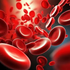 Wall Mural - Microscopic Enlargement of Blood Cells - Blood Cell flowing through Human Body, Organ or Artery - Red Blood Cells in Lifeforms - Health, Anatomy, Organisms, Medication in Science and Biology