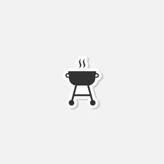 Poster - Barbecue with Wheels icon sticker isolated on gray background