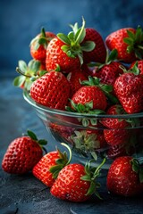 Wall Mural - Fresh Red Strawberries in a Bowl