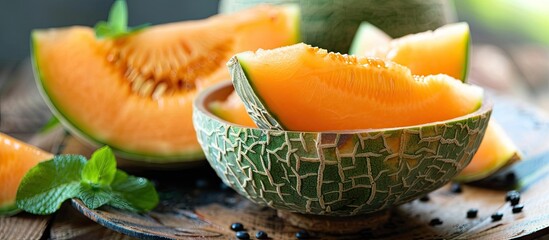 Poster - Melon, a juicy and refreshing fruit with a vibrant color, is a great option for a healthy snack or dessert.