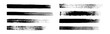 © babayuka - Straight line vector brush strokes. Black hand drawn stripes, smears. Chinese or Japanese calligraphy brushstrokes set. Rough grunge thick paint line texture. Vector sketch rectangle text boxes