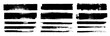 © babayuka - Straight line vector brush strokes. Black hand drawn stripes, smears. Chinese or Japanese calligraphy brushstrokes set. Rough grunge thick paint line texture. Vector sketch rectangle text boxes