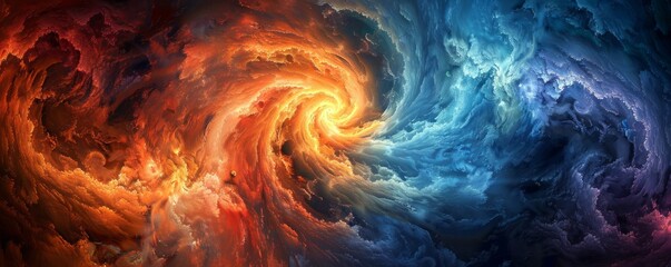 Wall Mural - a photorealistic depiction of a swirling vortex of colors, representing the chaos and energy of the 