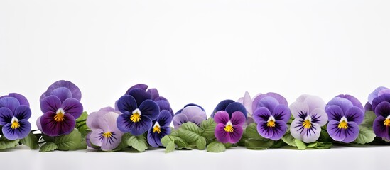 Aufkleber - Pansy flowers displayed on a solitary white backdrop for holiday themes with copy space imagefor greetings, designing, and decorating.