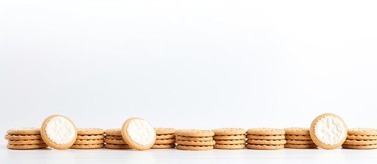 Poster - White biscuits set against a white backdrop allowing for copy space image.