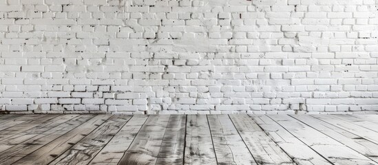 Wall Mural - Whitewashed white brick wall with open copy space image for background.