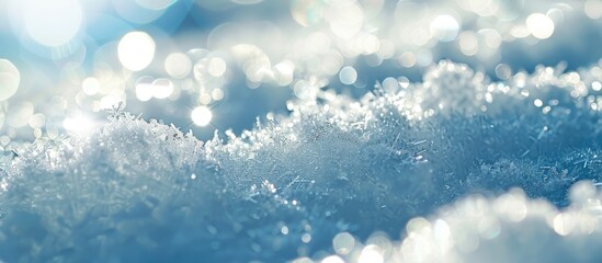 Aufkleber - Fresh snow texture with a shiny, natural look perfect for a winter-themed background, featuring a macro bokeh abstract with copy space image.
