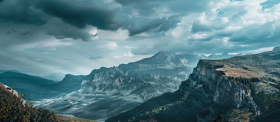 Aufkleber - Breathtaking vista of rugged mountains, with a copy space image.