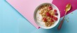 © HN Works - Granola and yogurt in a bowl on a colorful backdrop, with space for adding your own image.