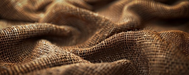 Wall Mural - Textured burlap with coarse weave, 4K hyperrealistic photo