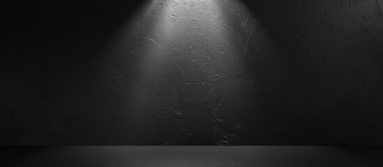 Poster - Abstract black textured backdrop illuminated by a spotlight in copy space image.