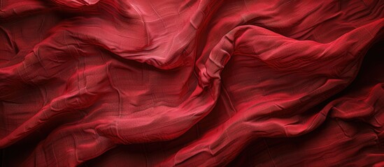 Canvas Print - Macro banner featuring a crumpled red linen fabric texture with a stone-washed appearance and ample copy space image.