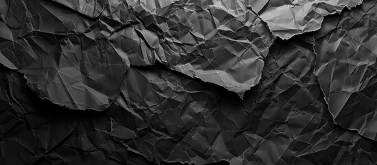 Poster - Crumpled paper with a dark texture placed on a black background creates an eye-catching copy space image.